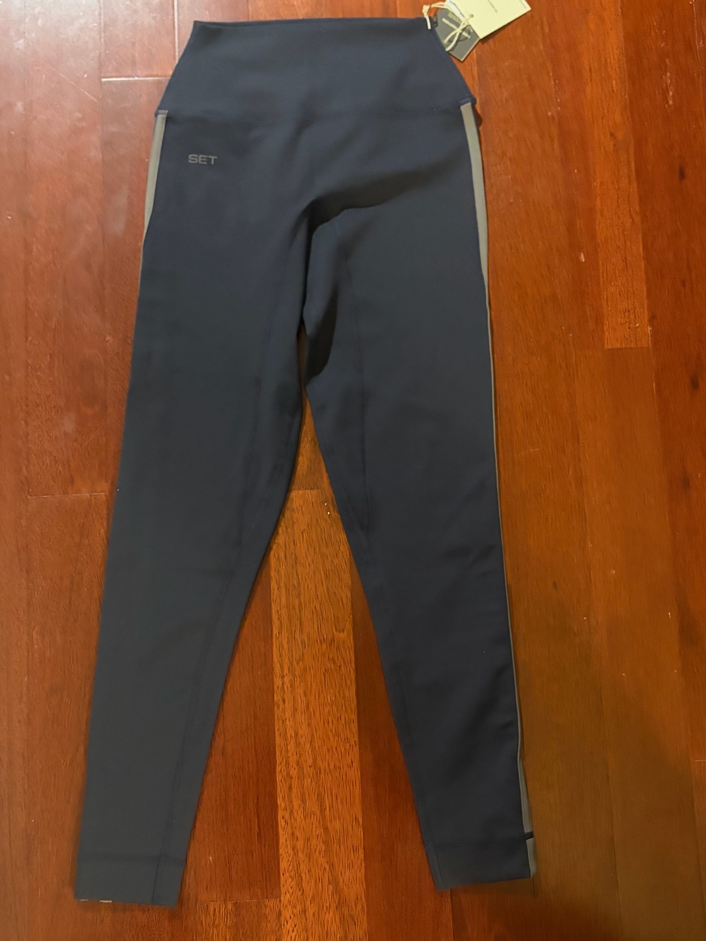 SET Active Navy Blue and Gray Women's High-Waist Leggings